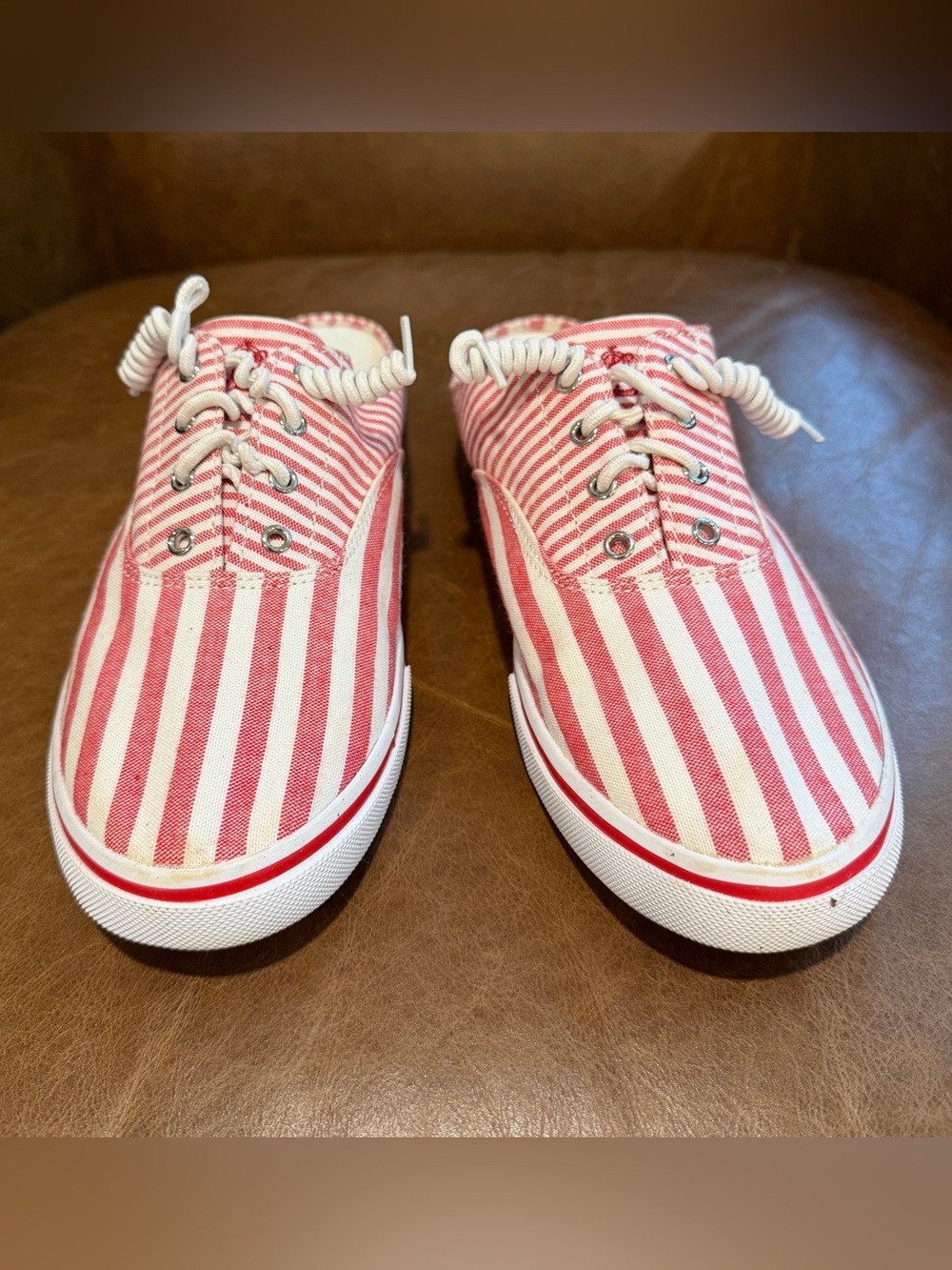 Women's Ralph Lauren Jaida  Red & White Slip-on Shoes  8.5 (B)